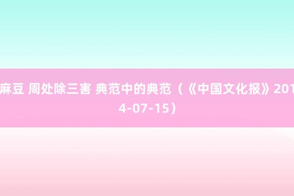 麻豆 周处除三害 典范中的典范（《中国文化报》2014-07-15）