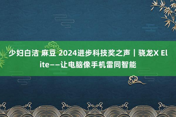 少妇白洁 麻豆 2024进步科技奖之声｜骁龙X Elite——让电脑像手机雷同智能