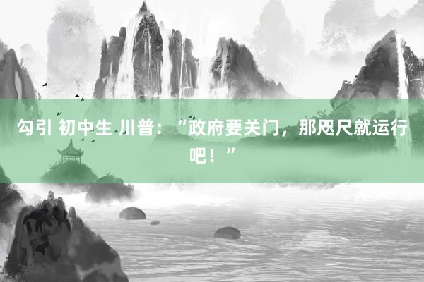 勾引 初中生 川普：“政府要关门，那咫尺就运行吧！”