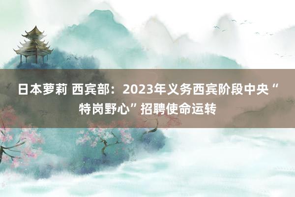 日本萝莉 西宾部：2023年义务西宾阶段中央“特岗野心”招聘使命运转