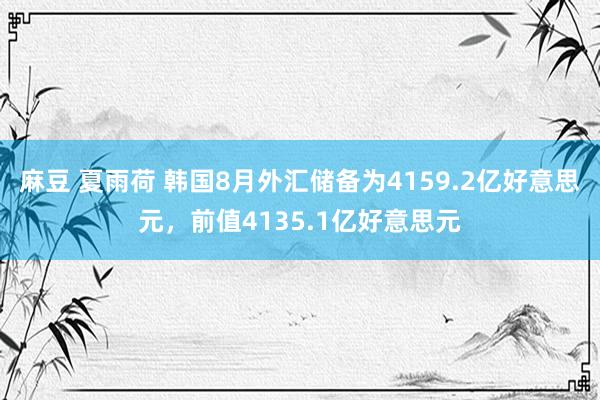 麻豆 夏雨荷 韩国8月外汇储备为4159.2亿好意思元，前值4135.1亿好意思元