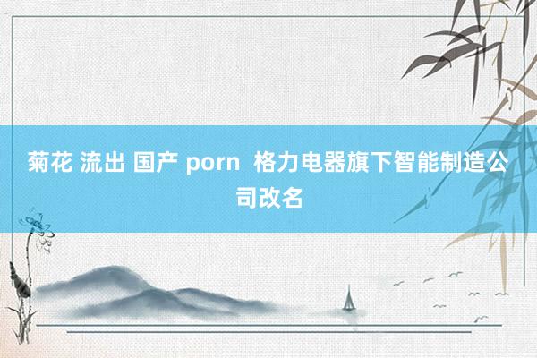 菊花 流出 国产 porn  格力电器旗下智能制造公司改名