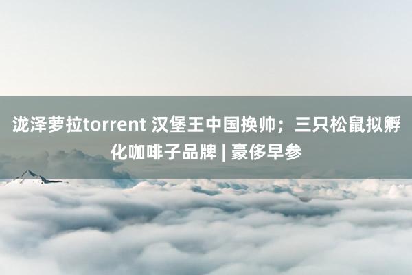 泷泽萝拉torrent 汉堡王中国换帅；三只松鼠拟孵化咖啡子品牌 | 豪侈早参